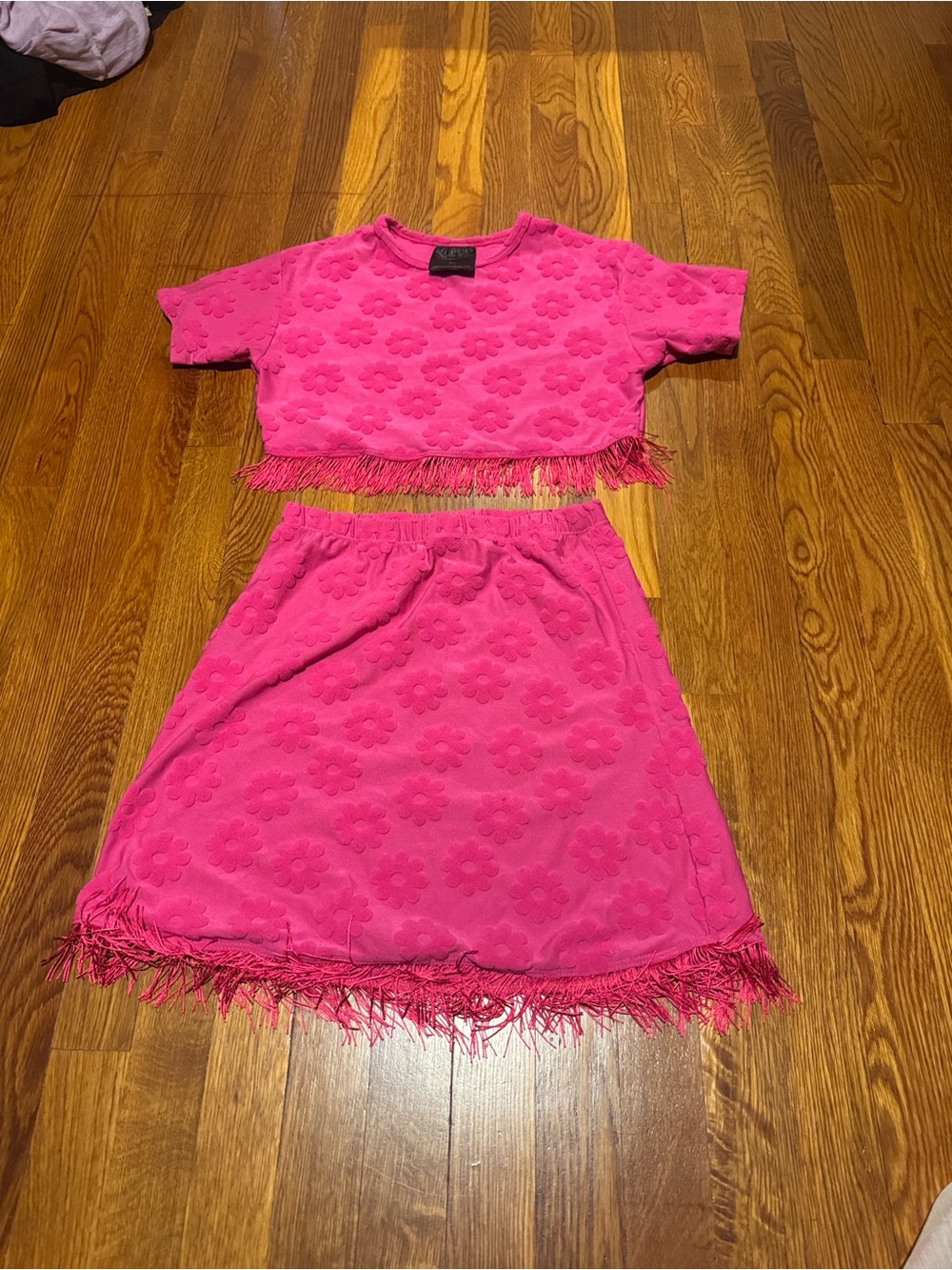 Ava & Yelly Fuchsia Floral Fringe Swim Cover-Up Set 💕